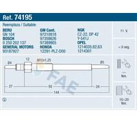 FAE 74195 Glow Plug for HONDA,OPEL,VAUXHALL