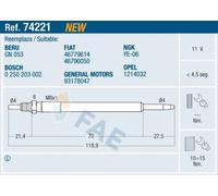 FAE 74221 Glow Plug for ALFA ROMEO,FIAT,FORD,LANCIA,OPEL,SUZUKI,VAUXHALL