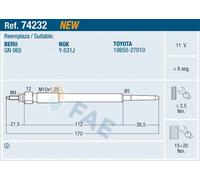 GLOW PLUG FOR TOYOTA ALTIS IX AVENSIS COROLLA ESTIMA FAE 74232