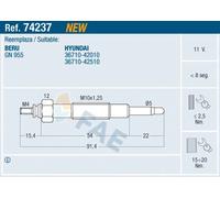GLOW PLUG FOR HYUNDAI BAKKIE BUS GALLOPER GRACE VAN, H100 H-1 FAE 74237