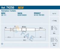 Glow plug 74256 FAE for RENAULT MEGANE III Hatchback MEGANE III Coupe SCÉNIC III