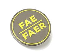 Fae Faer Pronoun Pin | Black and Silver Circular Hard Enamel Pronoun Pin | Neopronoun Button Badge, 1.25 inches, Metal, not known