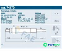 FAE GLOW PLUG 74170 FOR FORD NISSAN