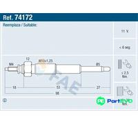 FAE GLOW PLUG 74172 FOR DAIHATSU TOYOTA