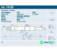 FAE GLOW PLUG 74189 FOR ALFA ROMEO FIAT