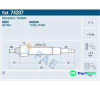 FAE GLOW PLUG 74207 FOR NISSAN