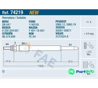 FAE GLOW PLUG 74219 FOR CITROËN FORD MAZDA PEUGEOT