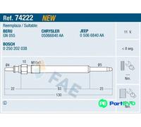 FAE GLOW PLUG 74222 FOR CHRYSLER JEEP
