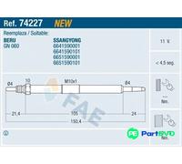 FAE GLOW PLUG 74227 FOR SSANGYONG