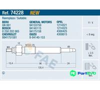 FAE GLOW PLUG 74228 FOR ISUZU OPEL VAUXHALL