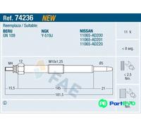 FAE GLOW PLUG 74236 FOR NISSAN