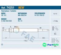 FAE GLOW PLUG 74251 FOR AUDI SEAT SKODA VW