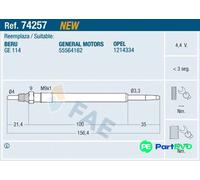 FAE GLOW PLUG 74257 FOR OPEL
