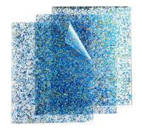 FaeliKnise Confetti Dot Glitter Acrylic Sheets 12" x 12" Clear Sparkly Cast Acrylic Sheet 1/8 Thick for Laser Cutting and Engraving CNC Laser Ready Acrylic (3, Blue-Gold, 12"x12")
