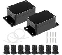 FAELNK Junction Box IP65 Waterproof Pack of 2 Junction Box Surface-Mounted Distribution Box ABS Empty Housing Plastic Small 100 x 68 x 50 mm for Wet Room Electrical Box
