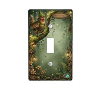 Faerie Single Light Switch Cover Plate, Fantasy Fanciful Lantern Mushroom Fall Green Plastic Standard Size Wall Switch Plates Accents for Home Living Room New Apartment Decor (Single)