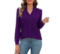 FaerieFlair Blouse for Women UK Long Sleeve Work Shirts Casual Elegant Basic Tunic Tops Fashion Winter Clothes Formal Teacher Valentines Day Outfits Size 22-24 Purple