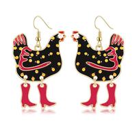 FAERLIIRY Christmas Earrings for Women Funny Christmas Light Chicken Dangle Earrings Xmas Holiday Festive Party Cheer Joy Jolly Chicken Earring jewelry Gifts, One Size, Metal, No Gemstone