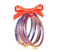 FAERLIIRY Crystal Jelly Bangles Bracelets Game Day Bracelets for Women Bamboo Filled Jelly Rhinestone Silicone Bracelet Stacking Football Bracelets Game Day Jewelry Accessories Sports Fan Gifts, L