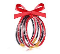 FAERLIIRY Crystal Jelly Bangles Bracelets Game Day Bracelets for Women Bamboo Filled Jelly Rhinestone Silicone Bracelet Stacking Football Bracelets Game Day Jewelry Accessories Sports Fan Gifts, L