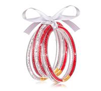 FAERLIIRY Crystal Jelly Bangles Bracelets Game Day Bracelets for Women Bamboo Filled Jelly Rhinestone Silicone Bracelet Stacking Football Bracelets Game Day Jewelry Accessories Sports Fan Gifts, L