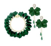 FAERLIIRY Flower Petal Necklace Earrings Set Layered Statement Necklace Beaded Necklace Jewelry Set for Women Girls Summer Necklace Earrings, Large, Resin, No Gemstone