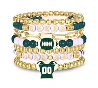 FAERLIIRY Game Day Bracelets Cheer Football Bracelets for Women Stackable Team Inspirational Bracelet Football MOM Game Day Outfits Accessories Jewelry Gifts, One Size, clay, no gemstone