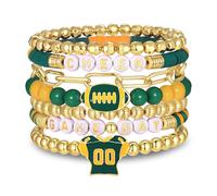 FAERLIIRY Game Day Bracelets Cheer Football Bracelets for Women Stackable Team Inspirational Bracelet Football MOM Game Day Outfits Accessories Jewelry Gifts, One Size, clay, no gemstone