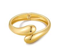FAERLIIRY Gold Bow Bracelet for Women Chunky Cuff Bracelets Bowknot Cuff Bangle Bracelets Ribbon Chain Bracelet Gold Cuff Bow Knot Jewelry Statement Bridesmaid Gift, L, Alloy Steel, no gemstone
