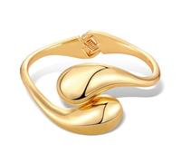 FAERLIIRY Gold Bow Bracelet for Women Chunky Cuff Bracelets Bowknot Cuff Bangle Bracelets Ribbon Chain Bracelet Gold Cuff Bow Knot Jewelry Statement Bridesmaid Gift, L, Alloy Steel, No Gemstone