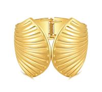 FAERLIIRY Gold Chunky Bracelets for Women Seashell Wide Cuff Bangle Bracelet Open Hinged Bracelet Vintage Exaggerated Statement Polished Bangle Punk Gold Arm Cuff Bracelets