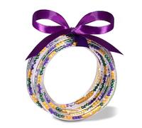 FAERLIIRY Mardi Gras Bracelets Glitter Jelly Bangles Glitter Filled Jelly Silicone Bracelets for Women Bracelets Set Waterproof Purple Green Gold Bangles Set, L, Silicone, no gemstone