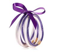FAERLIIRY Mardi Gras Bracelets Glitter Jelly Bangles Glitter Filled Jelly Silicone Bracelets for Women Girls Bracelets Set for Buddha Girl Waterproof Purple Green Gold Bangles Set, One Size, Silicone