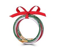 FAERLIIRY Mardi Gras Bracelets Glitter Jelly Bangles Glitter Filled Jelly Silicone Bracelets for Women Girls Bracelets Set for Buddha Girl Waterproof Purple Green Gold Bangles Set, 2.9, Silicone, no