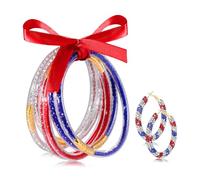 FAERLIIRY Mardi Gras Bracelets Glitter Jelly Bangles Glitter Filled Jelly Silicone Bracelets for Women Girls Bracelets Set for Buddha Girl Waterproof Purple Green Gold Bangles Set, 2.9, Silicone, no