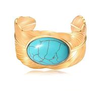 FAERLIIRY Turquoise Cuff Bracelet Boho One Stone Blue Turquoise Cuff Bracelet South Western Cowgirl Bangle Bracelets Bohemian Gift for Women Gril, L, Metal, no gemstone