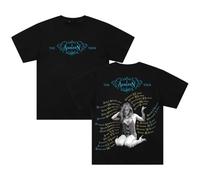 FAEWARE Addison Rae Tour T Shirts for Women Crew Neck Short Sleeved Men's Cotton T Shirts Streetwear for Men and Women-Black||m