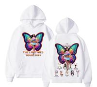 FAEWARE Ka-ty Singer Pe-rry Merch Hoodie 2025 Tour Double Sided Print Sweatshirt Unisex Fashionable Hip Hop Long Sleeve Sweatshirt Pullover Streetwear-White||s