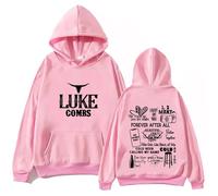 FAEWARE Luke Tour Combs Hoodie Pullover Fashionable Cartoon Double Sided Printed Jacket Unisex Hip Hop Long Sleeved Sweatshirt Oversized Jacket-Pink||l