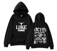 FAEWARE Luke Tour Combs Hoodie Pullover Fashionable Cartoon Double Sided Printed Jacket Unisex Hip Hop Long Sleeved Sweatshirt Oversized Jacket-Black||l