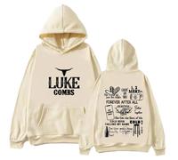 FAEWARE Luke Tour Combs Hoodie Pullover Fashionable Cartoon Double Sided Printed Jacket Unisex Hip Hop Long Sleeved Sweatshirt Oversized Jacket-Khaki||m