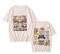 FAEWARE Short Sleeve Luke Tour Combs Merch Singer Print T Shirt Casual Hip Hop Plus Size Summer Cotton Shirt Unisex-Khaki||l