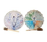Faeymth 2 Pack Shamanic Drums, Shamanic Drums Spiritual Music of Life, Handmade Shamanic Drums with Drum Sticks