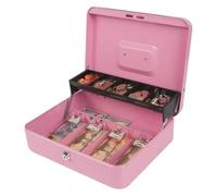 Faeymth Metal Cash Box withLock Portable Home Safe withKey Capacity withMultiple Compartments C