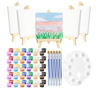 Faeymth Mini Canvas and Easel with Colors and Brushes, 82 Piece Paint Set Includes a Small Canvas Painting Inch