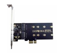 Faeymth PCI-e To M2 Adapter PCI Express X1 2 Port B Key M.2 NGFF SSD Adapter PCIE M2 Expansion Card Vertical Card
