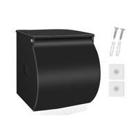Faeymth Wall-Mounted Toilet Paper Holder with Shelf, Self-Adhesive, Waterproof Stainless Steel for Bathroom in Black
