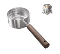 FAFAFLYER Dog-Cat Food Scoop Measuring-Cup - 3/4 Cup (6 Oz),304 stainless steels,Black walnut long handle