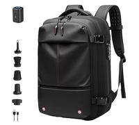 FAFAKO 60L Backpack With Pump, Water-Repellent Expandable Airback With Vacuum Compression, Anti-Theft, Vacuum Backpack For Men(Noir,Air Pump)