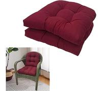 FAFAKO Set Of 2 Seat Cushions In 48 X 48 Cm, Comfortable Seat Cushions U Shaped Cushion Sofa Rattan Chair Cushions For Wicker Chair Seat, Patio Furniture, Dining Chair Cushion chair cushion(Red2)
